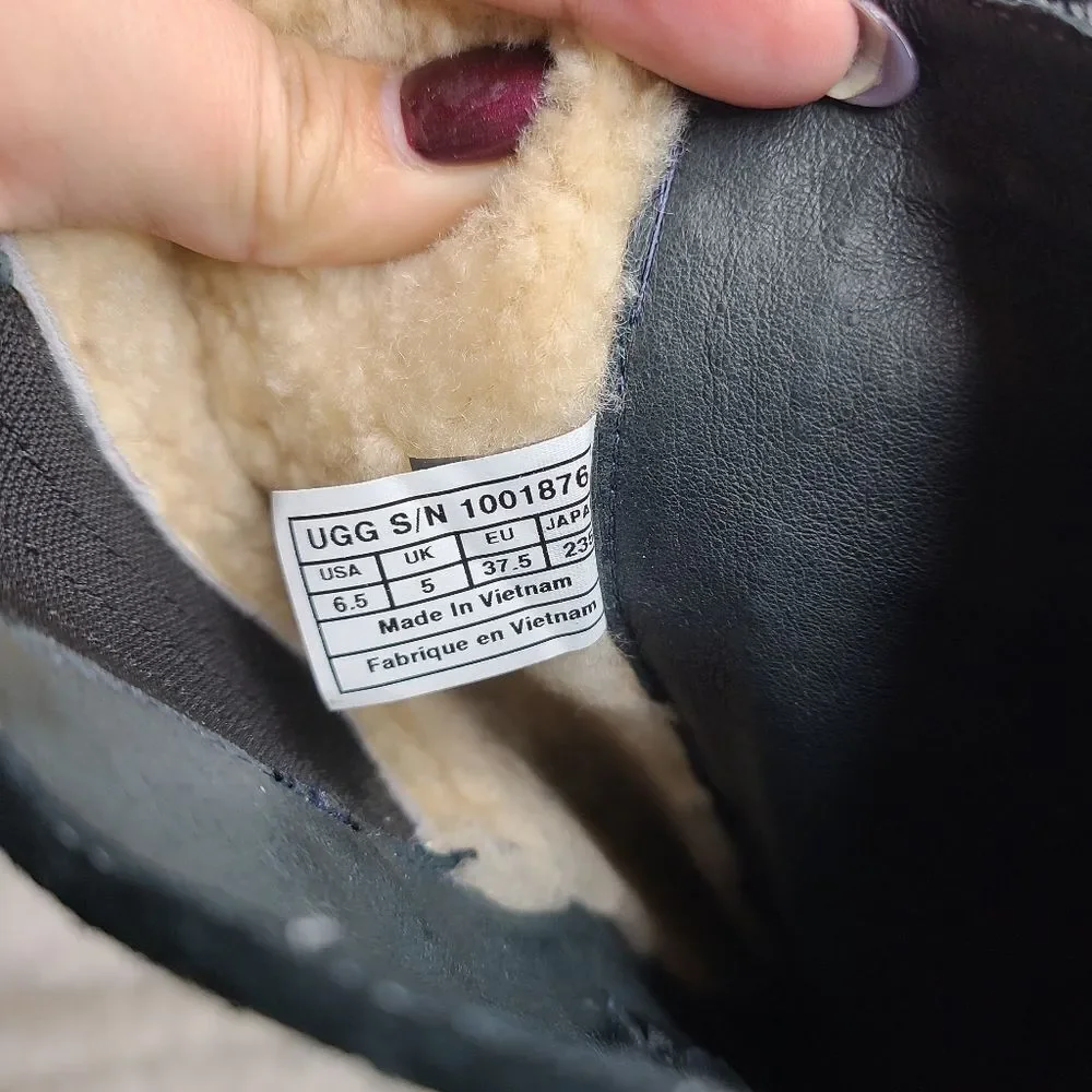 Ugg Australia Cydnee Black Suede‎ Leather Riding Boots sz 6.5